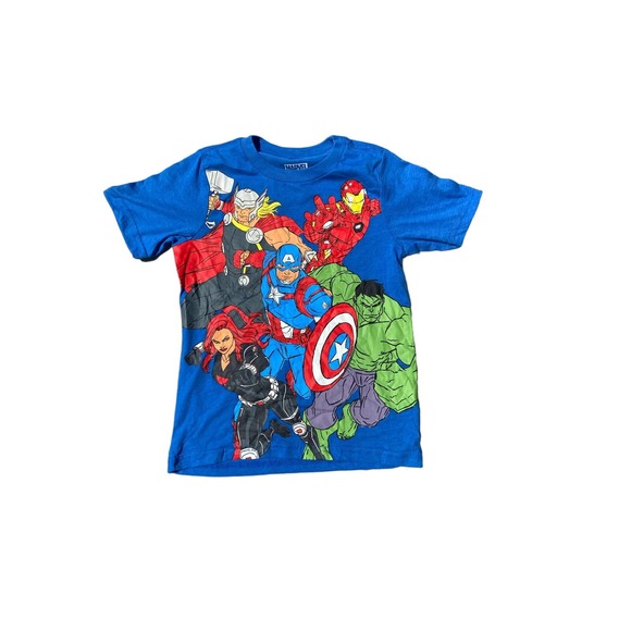 Marvel Comics Boys Blue Graphic Crewneck T-shirt SZ 7 K43 * - Picture 1 of 3